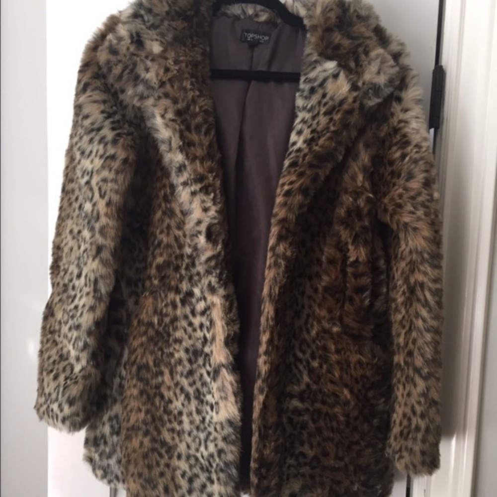 Topshop Leopard Fur Coat